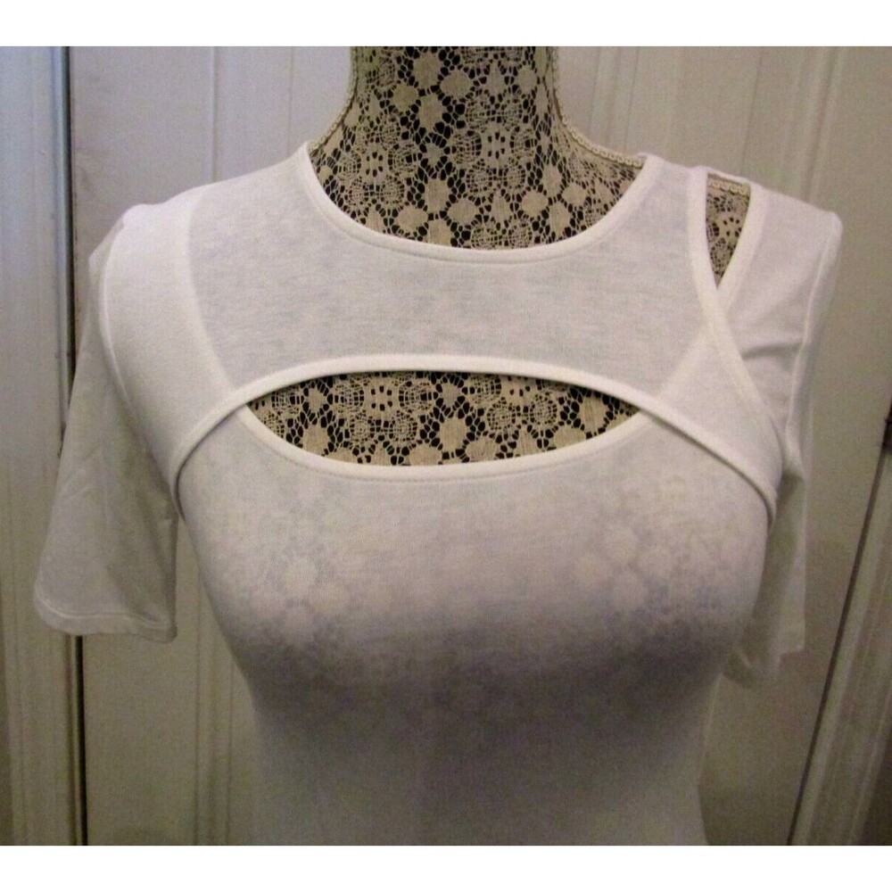 Marcella Tee NWT Top Off White Bowen Cutout Retail $102 Womens Size S - Picture 4 of 12